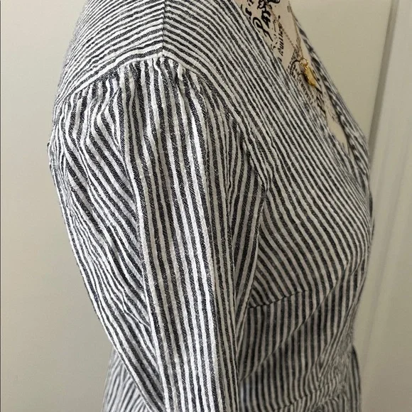 Old Navy Blue & White Striped Long Sleeve V-Neck Dress - Picture 8 of 13